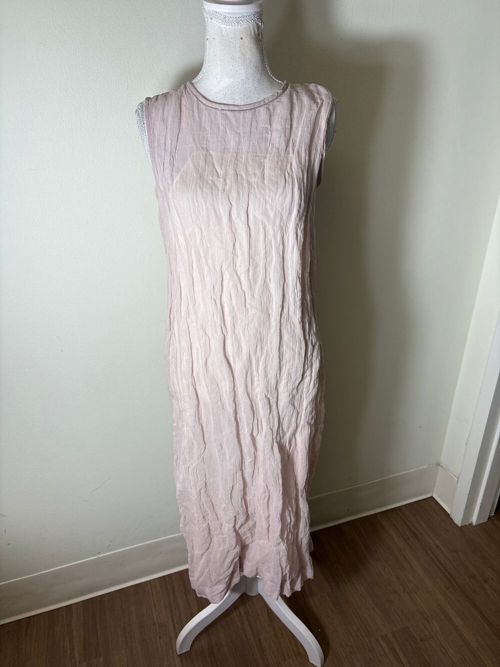 Peserico Pale Blush Gauzy Layered Maxi Dress Sz 6 (42)